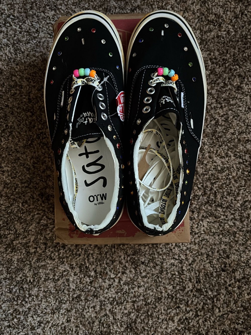 Vans Kids Black Canvas Sneakers with Colorful Jewel Accents